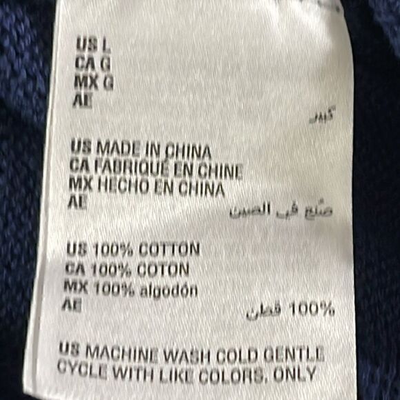 Club Room Sweater Mens Large Button Mock neck knit Cotton Navy blue New - Picture 10 of 10